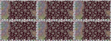 Raster illüstrasyonu. Güzel kumaş deseni. Kahverengi renklerde. Raster illüstrasyonunda kusursuz çiçek deseni.