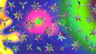 Çiçekler suluboya tarzında yeşil renkte. Suluboya çizim kalıbı. Çiçek izi.