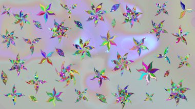 Çiçekli karalama şeklinde Raster çiçek deseni. Nazik, narin çiçek arkaplanı. Gri renkli çiçekler.