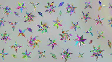 Sevimli çiçek raster deseni. Gri renkli çiçekler. Renkli Bahar Teması eskiz kalıbı. Düz Çiçek Elementleri Tasarımı.