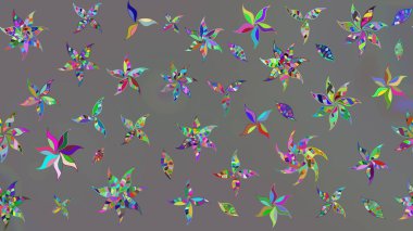 Çiçekli karalama şeklinde Raster çiçek deseni. Nazik, narin çiçek arkaplanı. Gri renkli çiçekler.