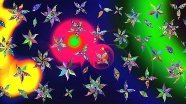 Motley illüstrasyonu. Küçük renkli çiçekler. Moda baskıları için zarif bir şablon. Çiçekli bahar çiçekleri. Robot resim. Küçük çiçekte şirin desenler.