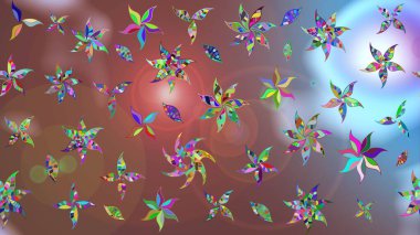 Renkli Yaz Temalı eskiz kalıbı. Güzel kumaş deseni. Raster çiçekli arka plan. Düz Çiçek Elementleri Tasarımı. Yazdır. Güzel çizim şekli..