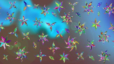 Raster illüstrasyonu. Şirin çiçek elementleri. Renkli Bahar Teması eskiz kalıbı. Taslak desenli, modaya uygun kumaş deseni. Düz Çiçek Elementleri Tasarımı.