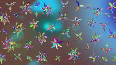 Kahverengi üzerine kahverengi. Retro tekstil tasarım koleksiyonu. 1950-1960 motifleri. Çiçekli ipek eşarp. El çizimi çiçek elementleri ile soyut çizim raster deseni.