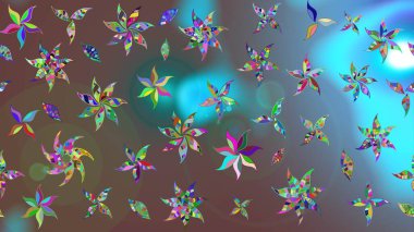 Raster suluboya çiçek deseni, narin çiçekler, kahverengi çiçekler, tebrik kartı şablonu. Raster Güzel kumaş deseni.