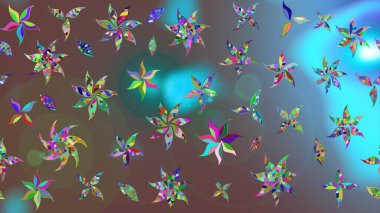 Düz Çiçek Elementleri Tasarımı. Renkli Bahar Teması eskiz kalıbı. Parlak arkaplan eskiz desenli çiçekli fantezi tasarımı.