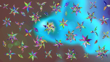 Raster suluboya çiçek deseni, narin çiçekler, mavi çiçekler, tebrik kartı şablonu. Güzel kumaş deseni.