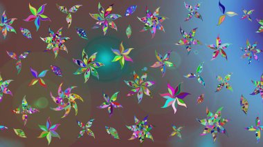 Düz Çiçek Elementleri Tasarımı. Chichi 'nin kumaş kalıbını çiz. Çiçek deseni. Renkli Bahar Teması eskiz kalıbı. Raster illüstrasyonu.