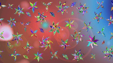 Düz Çiçek Elementleri Tasarımı. Çiçek deseni. Raster güzel kumaş deseni çiziyor. Renkli Bahar Teması çizim şablonu.