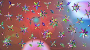 Raster illüstrasyonu. Çiçekli karalama şeklinde Raster çiçek deseni. Yumuşak, bahar çiçekleri kahverengi renklerde.