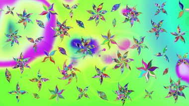 Çizim kalıbı. Yeşil renklerde. Raster illüstrasyonu. Çiçek duvar kağıdı. Renkli süs kenarı. Hint süsü..