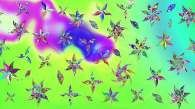 Raster illüstrasyonu. El çizimi. Çiçekli, yapraklı, çiçek desenli çizim..