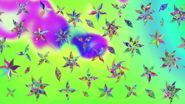 Çiçeksel çizim kalıbının yansıması. Vadinin yeşil renkli çiçekleri.