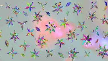 Raster illüstrasyonu. Gri renkli Asya tekstili. Suluboya çiçekli çiçek deseni.