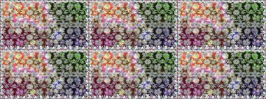 Gri renklerde bahar çiçekleri. Raster illüstrasyonu. Raster deseni. Patlayan çiçekler soyut yerleştirilmiş.