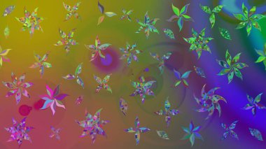 Raster illüstrasyonundaki çiçek desenli çizim. Renkli Bahar Teması eskiz kalıbı. Güzel kumaş deseni. Düz Çiçek Elementleri Tasarımı.