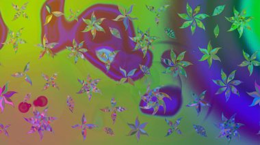 Raster illüstrasyonu. Kumaş, tekstil, duvar kağıdı baskısı için. Tomurcukları çiçek olan sevimli bir çiçek deseni. Raster. Eski usul. Taslak arkaplan.