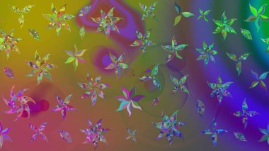 Kahverengi renkli çiçekler. Çiçek desenli eskiz. Düz Çiçek Elementleri Tasarım Raster illüstrasyonu. Renkli Bahar Teması çizim şablonu.