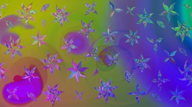 Raster illüstrasyonu. Küçük çiçekli basit bir çiçek çizimi. Moda baskısı, albüm, ambalaj kağıdı ve duvar kağıdı için zarif dekoratif süslemeler. Menekşe renginde şirin çiçekler.