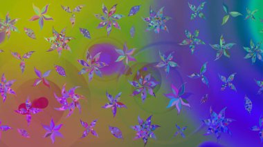 Parlak çiçekli kolaj çiçekleri yeşildir. Çiçek tasarımı için inanılmaz bir kolaj cenneti tarzı. Çiçekli zambaklar eskiz arka planı.