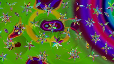 Robot resim. Motley illüstrasyonu. Küçük çiçekte güzel bir desen. Moda baskıları için zarif bir şablon. Çiçekli bahar çiçekleri. Küçük renkli çiçekler..