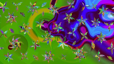 Kumaş, tekstil, duvar kağıdı baskısı için. Eskiz geçmişi. Miles Fleur, süslü püslü bir süs. Tomurcukları papatya çiçekleri olan sevimli bir çiçek deseni. Raster illüstrasyonu. Antika retro tarzı.