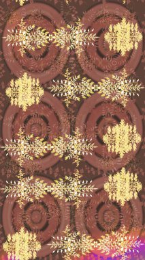 Sihirli kahverengi, bej ve sarı tatil soyut arka plan yıldız ve düşen kar taneleri. Raster illüstrasyonu. Noel kahverengisi, bej rengi ve sarı.