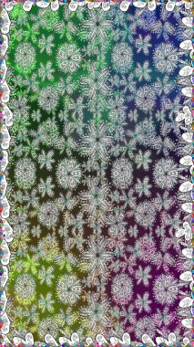 Elle boyanmış suluboya, dikişsiz çiçekler ve bitkiler. Gri renkli çiçekler.