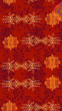 Kış kar taneleri, raster arka plan. Yüzey için tekrarlanan doku, ambalaj kağıdı, kırmızı, turuncu ve mor renkte kar tanesi.