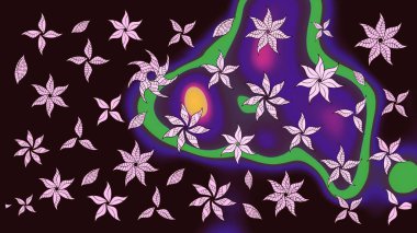 Soyut etnik raster çizim kalıbı. Arkaplan dokusu, duvar kağıdı, kahverengi renkli çiçek teması. Kabile sanatı boho baskısı, klasik çiçek arkaplanı.