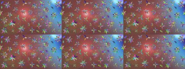 Tekstil veya kitap kapakları, imalat, duvar kağıtları, baskı, hediye paketi ve yapıştırma kitabı için çiçek eskizi geçmişi. Küçük çaplı çiçeklerdeki basit şirin desenler. Raster illüstrasyonu.