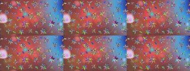 Raster illüstrasyonu. Küçük çaplı çiçeklerdeki basit şirin desenler. Tekstil veya kitap kapakları, imalat, duvar kağıtları, baskı, hediye paketi ve yapıştırma kitabı için çiçek eskiz geçmişi.