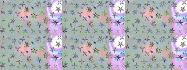 Renkli Yaz Temalı eskiz kalıbı. Çiçekli eskiz çizimi. Düz Çiçek Elementleri Tasarımı. Gri renkli çiçekler.