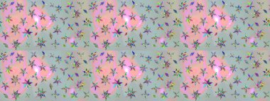 Bahar mevsimi. Nazik romantik baskı. Raster güzel bir çiçek deseni çizmiş. Gri renkli çiçekler. Tatil havası..