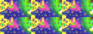 Tomurcukları çiçek olan sevimli bir çiçek deseni. Eski usul. Raster illüstrasyonu. Eskiz geçmişi. Kumaş, tekstil, duvar kağıdı baskısı için. Raster..