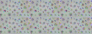 Renkli Yaz Temalı eskiz kalıbı. Sevimli çiçek raster deseni. Düz Çiçek Elementleri Tasarımı. Gri renkli çiçekler.