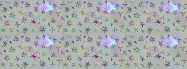 Çiçekli çiçek deseni, suluboya. Düz Çiçek Elementleri Tasarımı. Gri renkli çiçekler. Renkli Bahar Teması eskiz kalıbı. Raster illüstrasyonu.