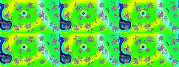 Çiçek Elementleri 'nin soyut geçmişi. Yeşil, mavi ve sarı renkler üzerine tasarım. Raster illüstrasyonu. Raster kış deseni.