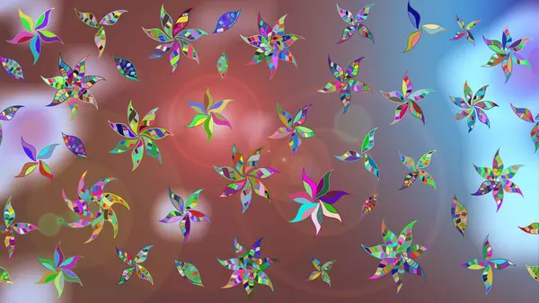 Yaz çiçekleri teması. Klasik çiçekler. El çizimi, soyut ve süslü elementler. Kahverengi renkli. Suluboya resim taklit Raster illüstrasyonu.