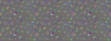 Üzerinde gri renkte karalamalar olan çiçek desenleri çiz. Raster illüstrasyonu.