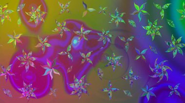 Çiçekler suluboya tarzında yeşil renkte. Suluboya çizim kalıbı. Çiçek izi.