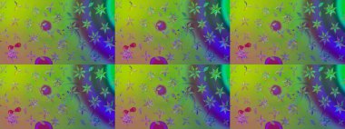 Çiçek desenli raster, yeşil çizgi grafik desenli soyut raster arkaplan. Modern stil dokusu.