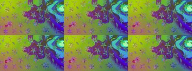 Raster illüstrasyonu. Raster deseni. Küçük çiçekteki sevimli çiçek deseni. Yumuşak, yaz çiçekleri yeşil renklerde.