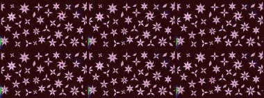 Raster illüstrasyonu. Kahverengi renkli güzel bir tekstil. Suluboya çiçekli çiçek deseni.