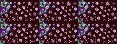 Renkli Yaz Temalı eskiz kalıbı. Sevimli çiçek raster deseni. Düz Çiçek Elementleri Tasarımı. Kahverengi renkte çiçekler.