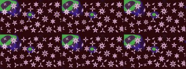 Kahverengi renkli çiçekler. Düz Çiçek Elementleri Tasarımı. Sevimli çiçek raster deseni. Renkli Bahar Teması çizim şablonu.