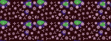 Düz Çiçek Elementleri Tasarımı. Güzel çiçek deseni. Renkli Bahar Teması eskiz kalıbı. Kahverengi renkte çiçekler.