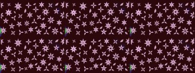 Raster illüstrasyonu. Kahverengi renkli güzel bir tekstil. Suluboya çiçekli çiçek deseni.