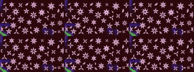 Raster illüstrasyonu. Kahverengi renkte zarif çiçekli suluboya. Düz Çiçek Elementleri Tasarımı. Renkli Bahar Teması çizim şablonu.